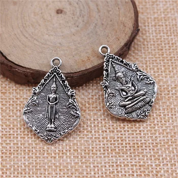 

free shipping 15pcs 32x22mm antique silver Buddha statue charms diy retro jewelry fit Earring keychain hair card pendant