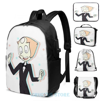 

Pearl Steven Universe Mr. Greg with Stars USB Charge Backpack men School bags Women bag Travel laptop bag