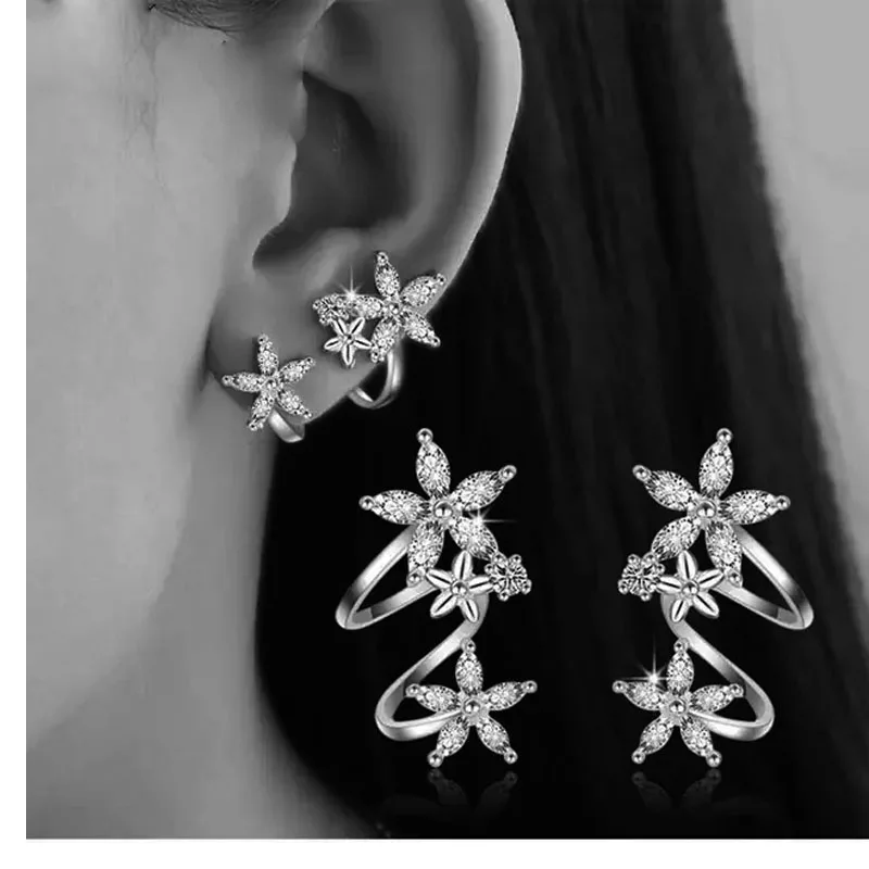 

925 Sterling Silver Butterfly Star Flower CZ Zircon Stud Earrings pendientes oorbellen boucle d'oreille Gift S-E329