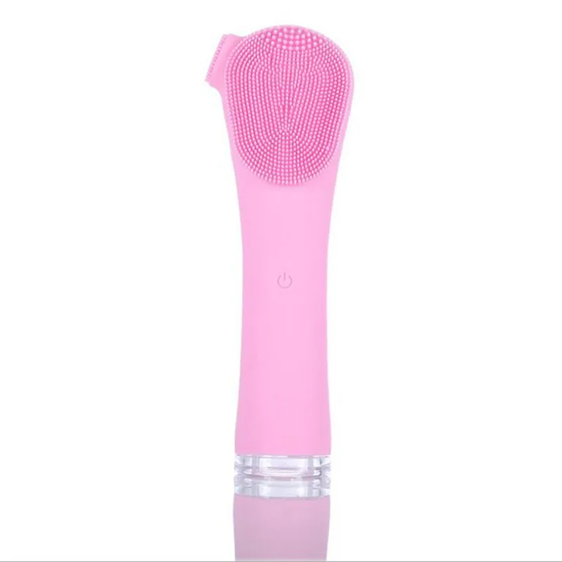 Горячая электрическая Очищающая щетка для лица, силиконовая звуковая вибрация, мини очиститель для глубокой очистки пор, массаж кожи, щетка для мытья лица - Цвет: pink