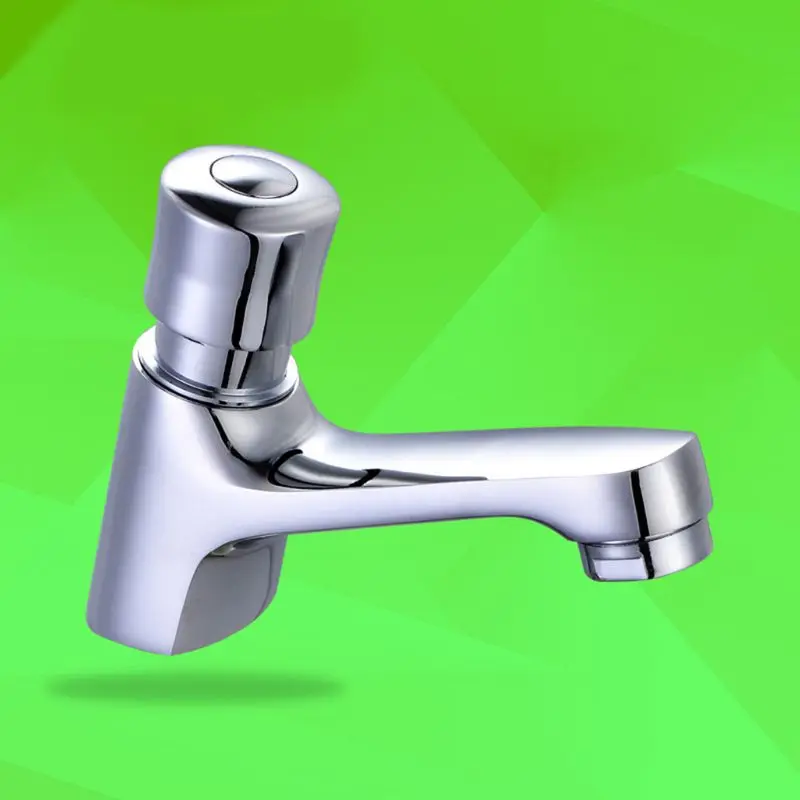New Auto Self Closing Water Saving Tap Bathroom Basin Cold Faucet Delay Push Button