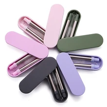 Телескопические Складные Многоразовые трубочки из нержавеющей стали складные телескопические металлические переносные соломы с чехол для путешествий и офиса