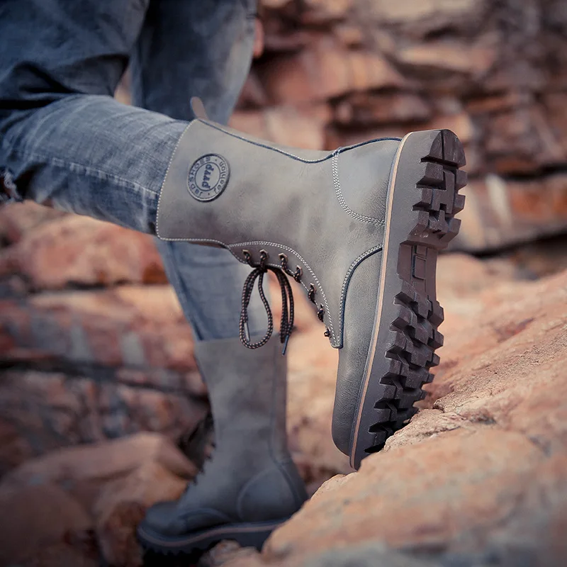 winter Retro genuine Leather Martin boots men shoes quality Hiking boots sports sneakers man lace up boots men footwear