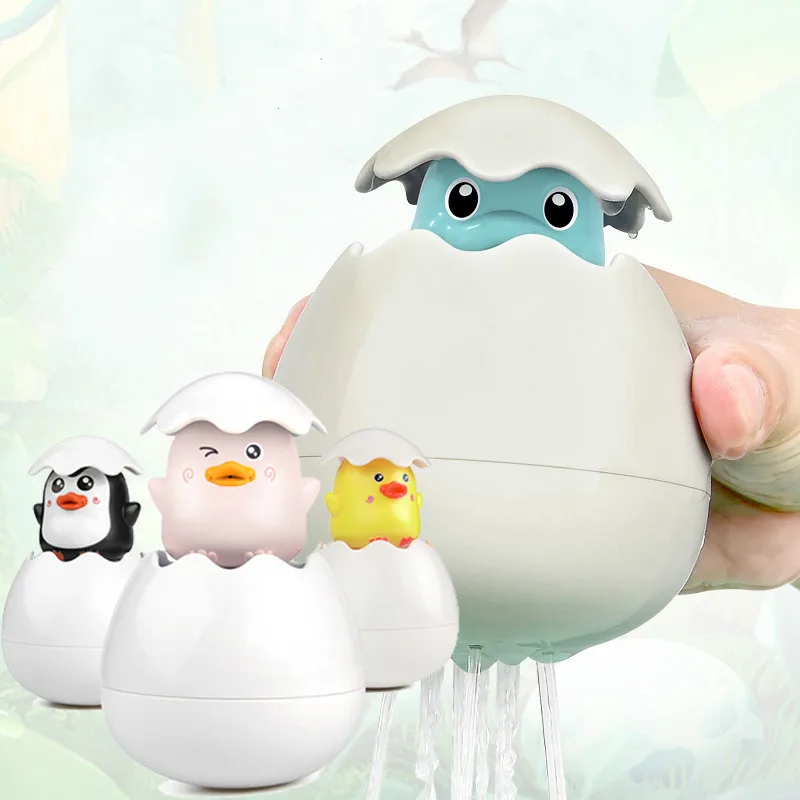 Утенок, посыпающий водой, детская игрушка, милый мультфильм, животные, Игрушки для ванны, пингвин, динозавр, детская пляжная игрушка для плавания