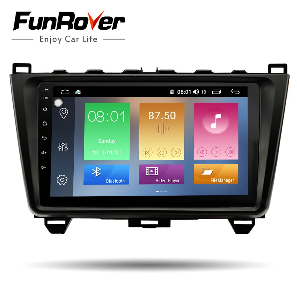 FUNROVER 2.5D ips 4G+ 64G Android 9,0 автомобильный Радио мультимедиа авторадио плеер навигация gps для Mazda 6 2007-2012 2 din nodvd