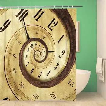 

Bathroom Shower Curtain Timeless Endless Time Effect Vintage Clock Swirl Distorted Surreal Polyester Fabric 72x72 inches