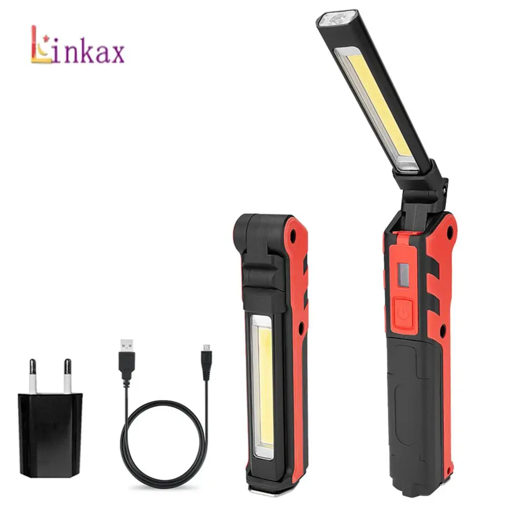 US $10.83 LED COB Work Light Torch Portable Lamp BuiltIn Battery Magnetic USB Recharge 1COB Light Strip Flashlight For Camping Hunting