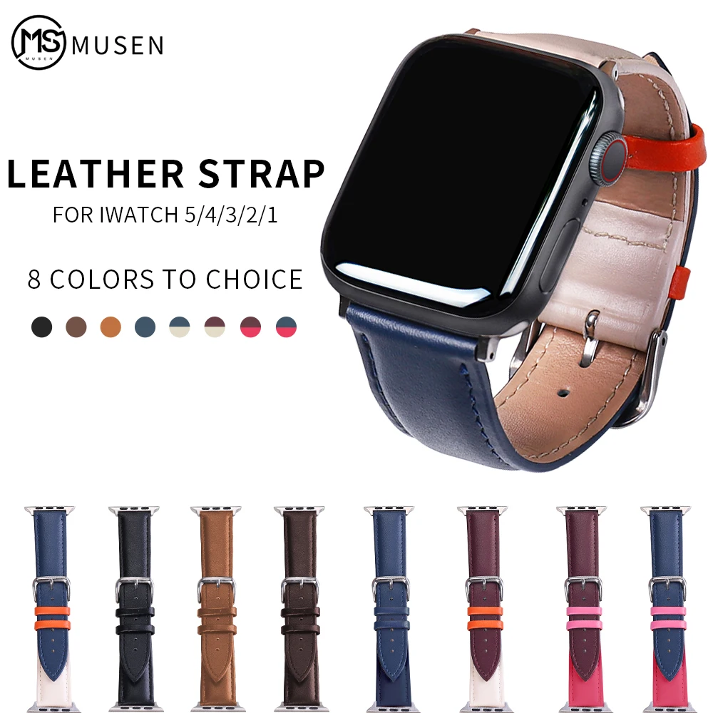 Кожаный ремешок iWatch 44 мм 40 42 38 Классическая винтажная застежка для Apple Watch Series 6 5 4 3 2 1|Ремешки часов| |