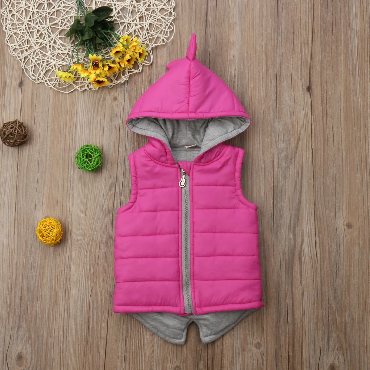 0-7Y Kids Baby Girls Boys Dinosaur Hooded Vest Coats Winter Children Clothes Zipper Jacket Waistcoat Baby Outwear Waistcoats fleece coats