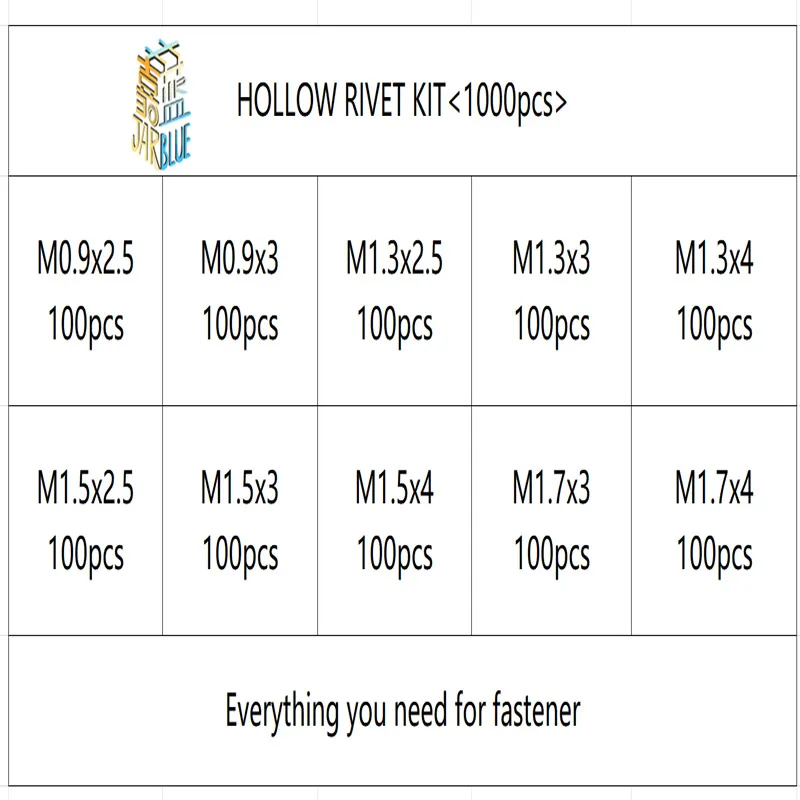 1000 шт. GB876 Buisvormige Klinknagels M0.9 M1.3 M1.5 M1.7 Mix Printplaat PCB Nagels Koperen Holle Klinknagel Noten Kit