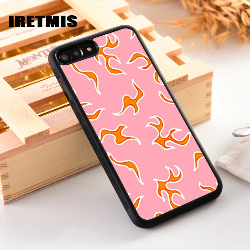 Силиконовый чехол Iretmis для iPhone 6 6S 7 8 PLUS X XS XR 11 12 Mini Pro Max с оранжевым пламенем |