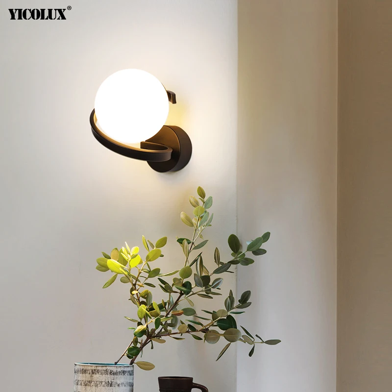 New Modern LED Wall Lamps Iron Glass Nordic Fixture For Study Living Room Bedroom Bedside Aisle Corridor Lights Indoor Lighting