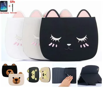 

Bear Cat Dog Patterns case For iPad 9.7 2017 2018 Air 1 2 Pro 9.7 Cases PU Leather Soft TPU cover Auto Sleep Wake up funda +Film