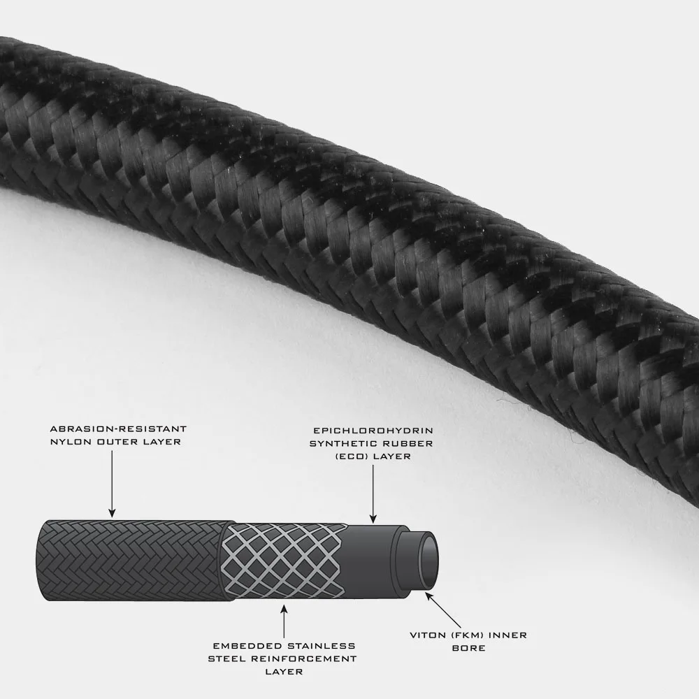 AN8 нейлоновый Плетеный Топливный шланг 1 м 500PSI резиновая рассчитанная на высокое