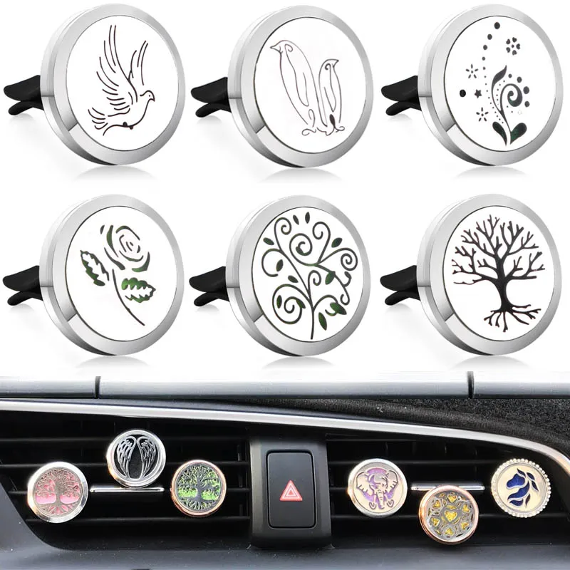 

New arrivals Perfume Diffuser car Clip Locket 30 designs Stainless Steel Vent Freshener Essential Oil Diffuser Car Accessories