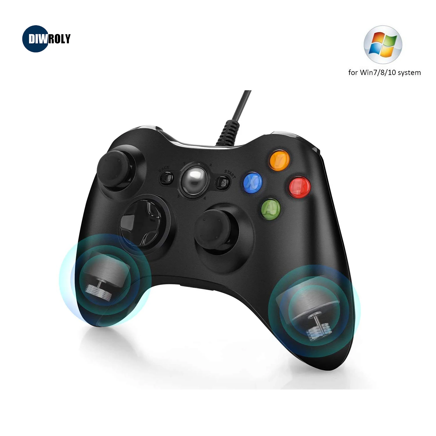USB Wired Controller for PC Windows Linux Desktop Laptop Gamepad Black