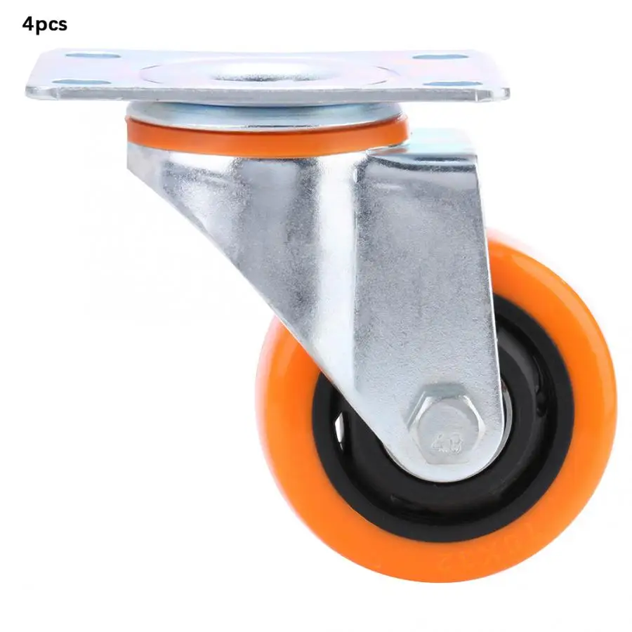 

4Pcs/set PVC Material Orange 7.5cm/3in Caster Wheels 360 Degree Universal Swivel 3-inch Casters Set