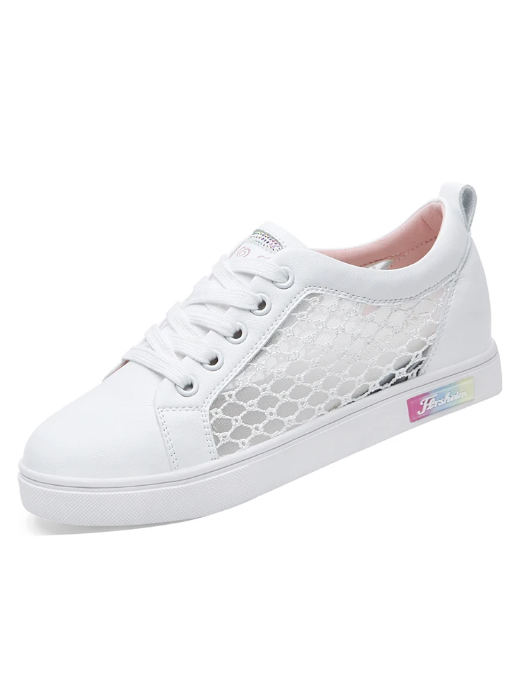 Season new two-layer cowhide round-toe flat bottom low-top shoes with internally increased solid color shoes women waterproof pl