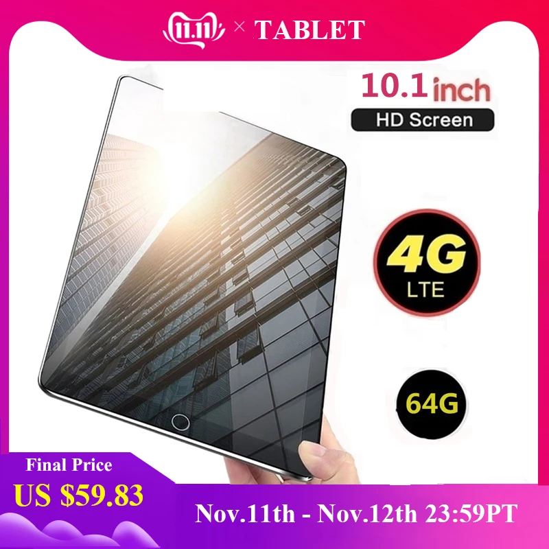 Baratos Nuevo WiFi Tablet PC 10,1 pulgadas 10 Core red 4G Android 7,1 Arge 2560*1600 IPS pantalla Dual SIM Dual cámara trasera androides Tablet