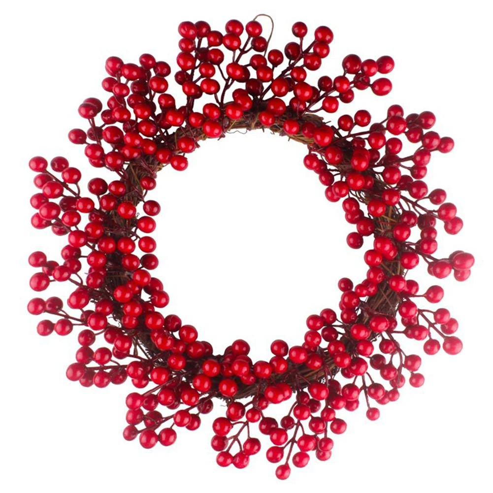 Рождественская ягода красные фрукты искусственный большой сосновый конус венок Рождество ручной работы красные фрукты украшения настенный дверной подвесной кулон - Цвет: A3