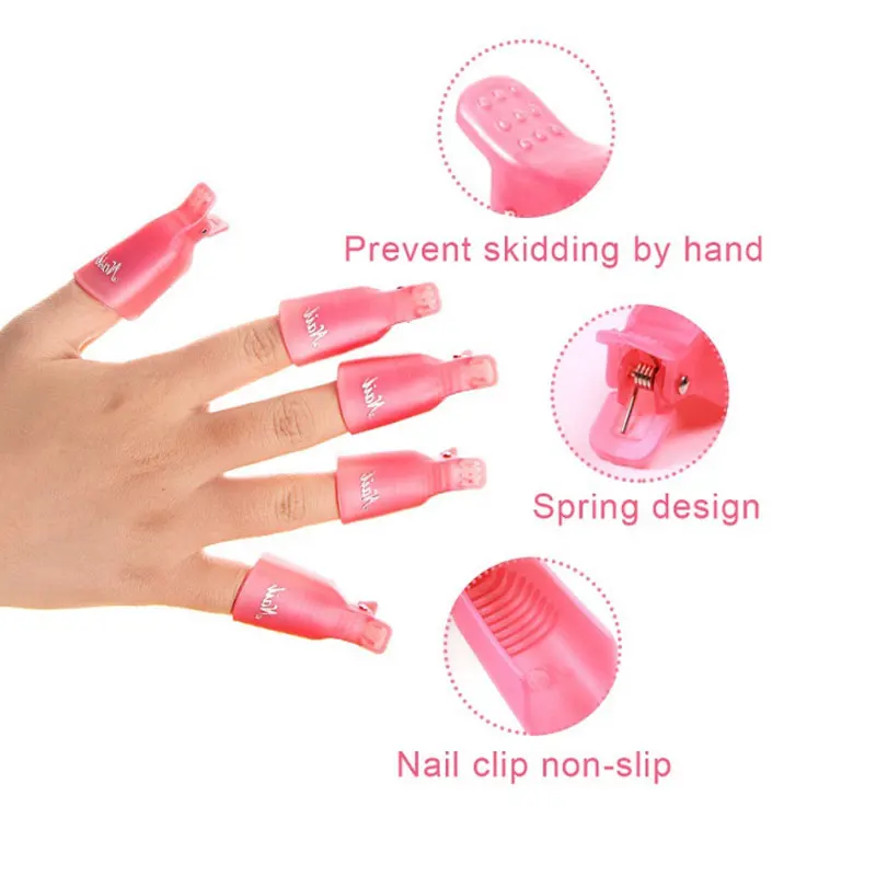 Nail Polish Remover 1 Set Nail Polish Remover Tool Soak Off UV Gel Cap Clip Wrap Tools Cuticle Pusher Cotton Nail Clean Pedicure Care Tool nail polish remover nail gel remover nail debonder nail polish remover wipes nail polish remover wraps