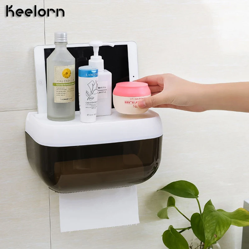 

Keelorn Rectagele Toilet Towel Stand Rack Holder Punch Free Waterproof Box Portable For Bathroom