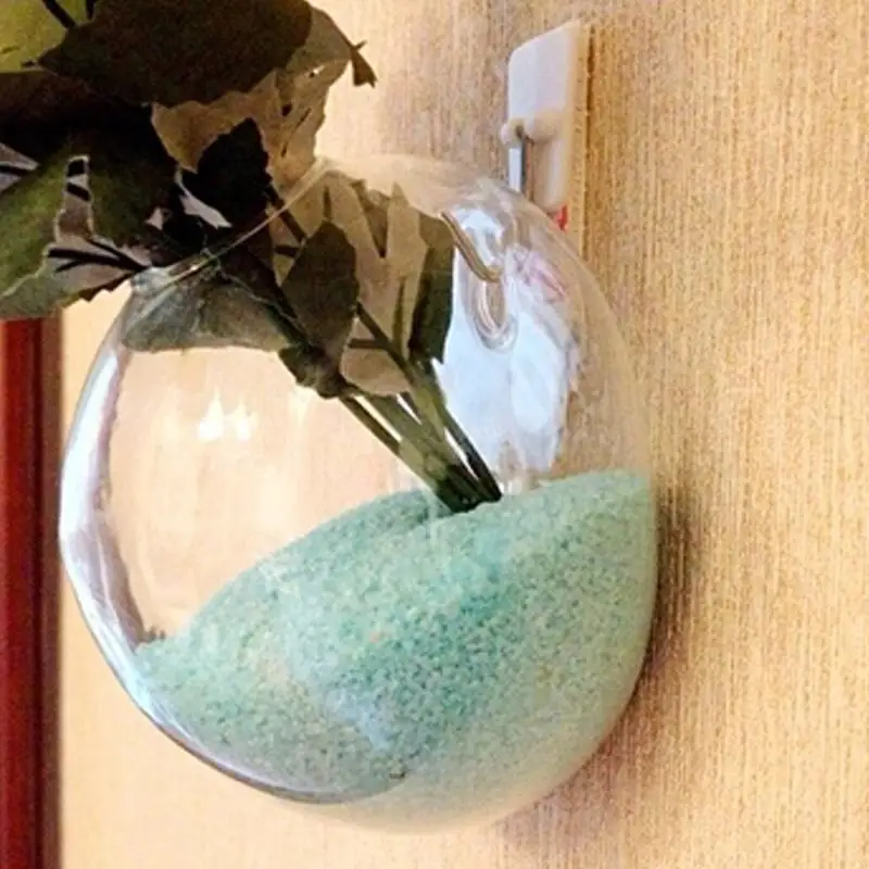 

Wall Hang Flower Flower Walled Vase Spherical Transparent Glass Vase Terrarium Planter 8cm Decor Garden Ball Home Container