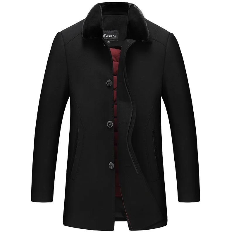 

Big Code Men's Wear Mao Lead Woolen Coat Two-piece Set Loose Fat Man Business Leisure Coat Fat Top Winter