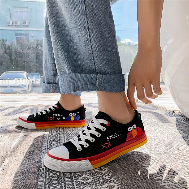 

Vulcanized Canvas Shoes 2019 New Style Hong Ventilation Network hong skittles End Street Cloth Shoes Students Trend Cool Casual