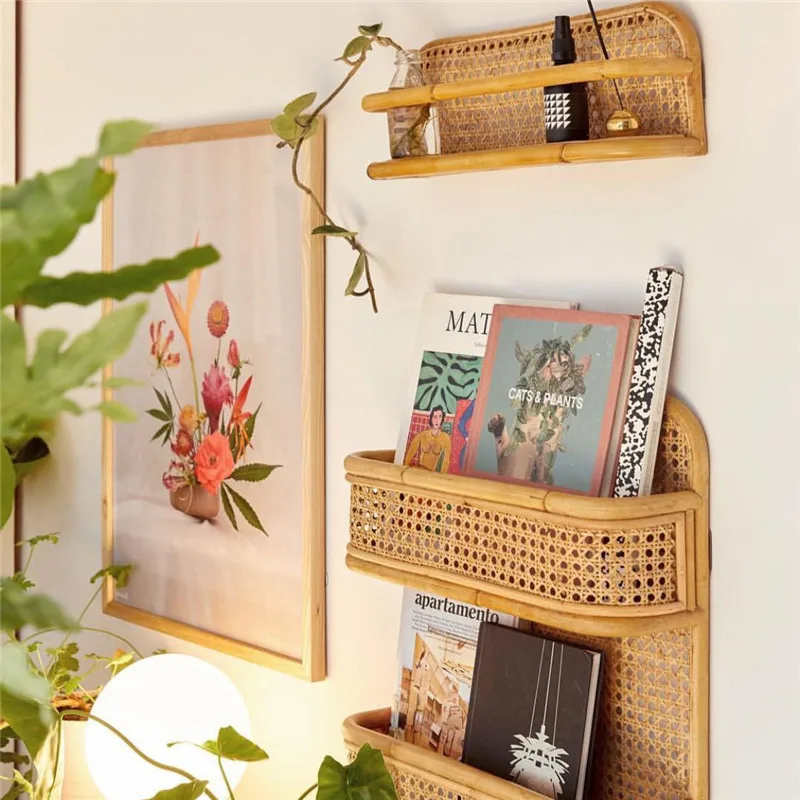 Rattan Wall Shelf Rattan Minimalist Shelf Rattan Simple Rack Floating