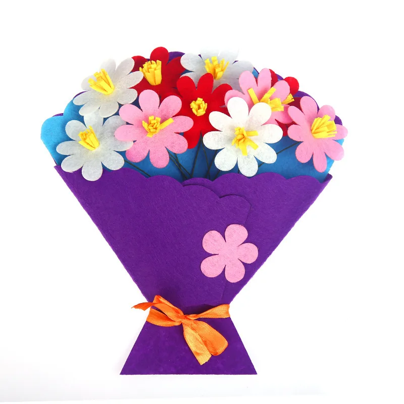 Самодельный букет игрушки для Детские ремесла дети цветочный горшок Горшечное растение детский сад Обучающие Развивающие игрушки Образование по методу Монтессори - Цвет: purple bouquet
