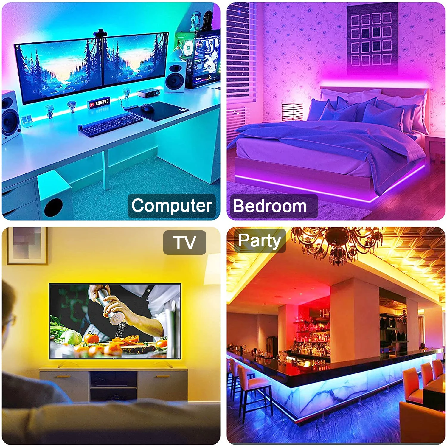 5050 5m 10m 15m 20m 30m Lumières De Chambre LED, Bande LED Couleur RGB,  Décoration De Chambre À Coucher LED, Rétroéclairage LED TV Pour Noël - Temu  France