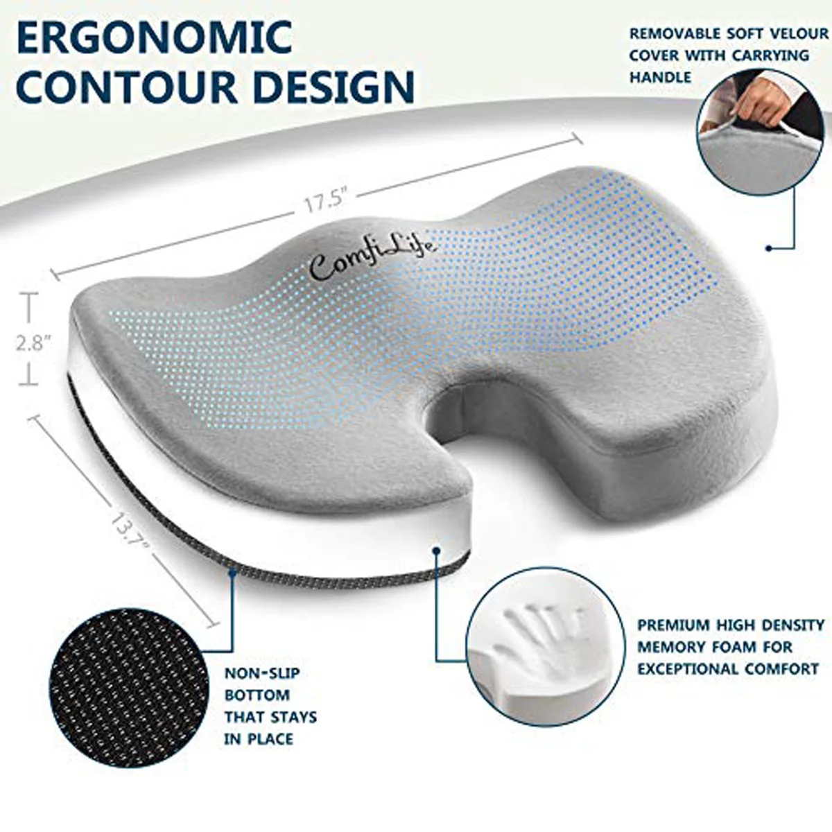 Comfilife Gel Enhanced Cushion Nonslip Orthopedic Gel And Memory Foam
