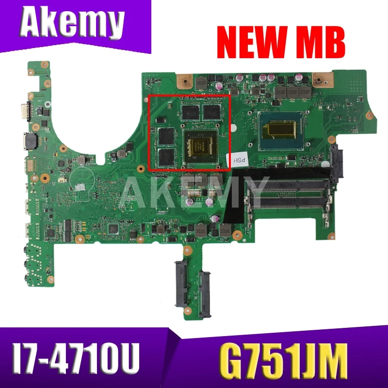 US $179.49 Akemy G751JM I74710CPU GTX860M2GB Laptop Motherboard For ASUS G751J G751 G751JM REV22 Notebook MainBoard  90NB06G1R00010