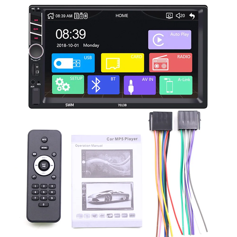 Bluetooth автомобильный аудио стерео радио мультимедийный плеер 7 дюймов HD MP5 сенсорный экран цифровой дисплей USB FM Авто радио Светодиодный ночное видение