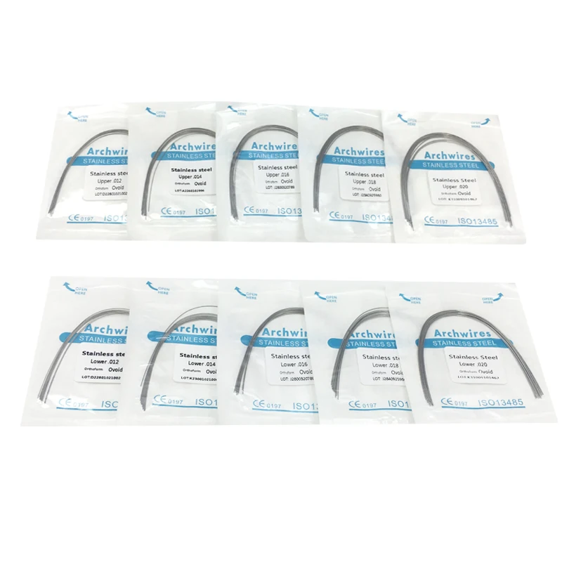 

10pcs Dental Orthodontic Round Wire Oval Form Stainless Steel Braces Wire 012 014 016 018 Upper/Lower Dentistry Materials