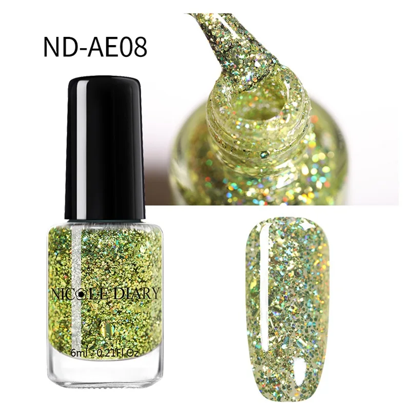 Holo Glitter-08 Николь дневник переливающийся Flakies лак для ногтей Хамелеон Wonderworld серии Блестки лак для ногтей Маникюрные Типсы Цвет 9/6 мл - Цвет: Holo Glitter-08
