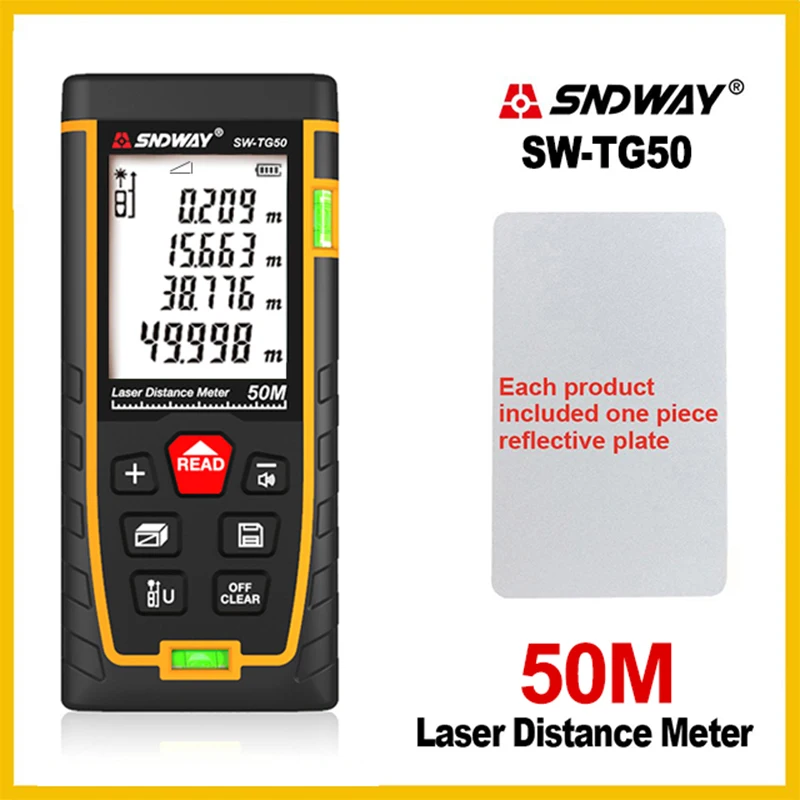 Télémètre Laser Mètre Laser 50M Numérique Avec 2 Niveaux À Bulle,Mesure De Longe
