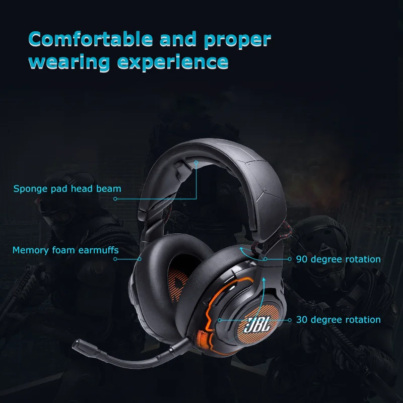 JBL Quantum ONE Gaming Headphone Portable Stereo Wired Headset with LED Light for PS4 PSP Video Game Console and Computer Games