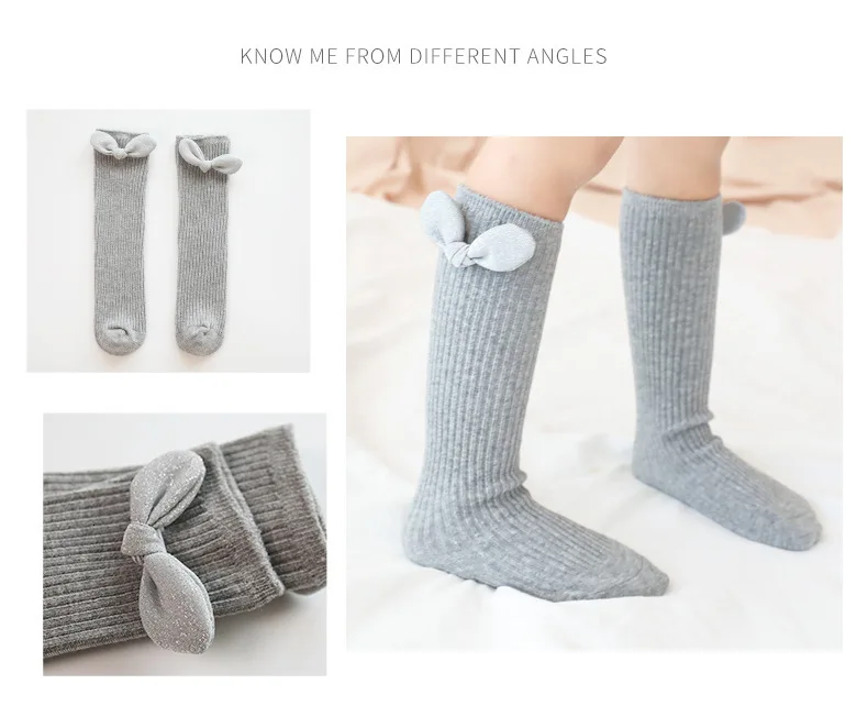 Осенние детские носки; носки для девочек с бантиком и золотистой проволокой; высокие носки для малышей