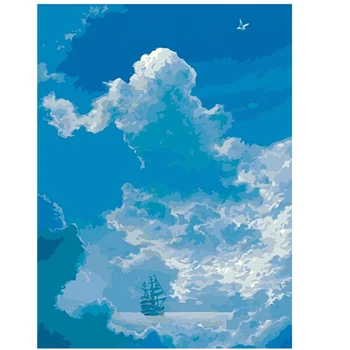 

DIY Oil Painting Paint by Number Kits Painting for Adults and Kids Arts Craft for Home Wall Decor Surf Shack Pattern 40x50CM