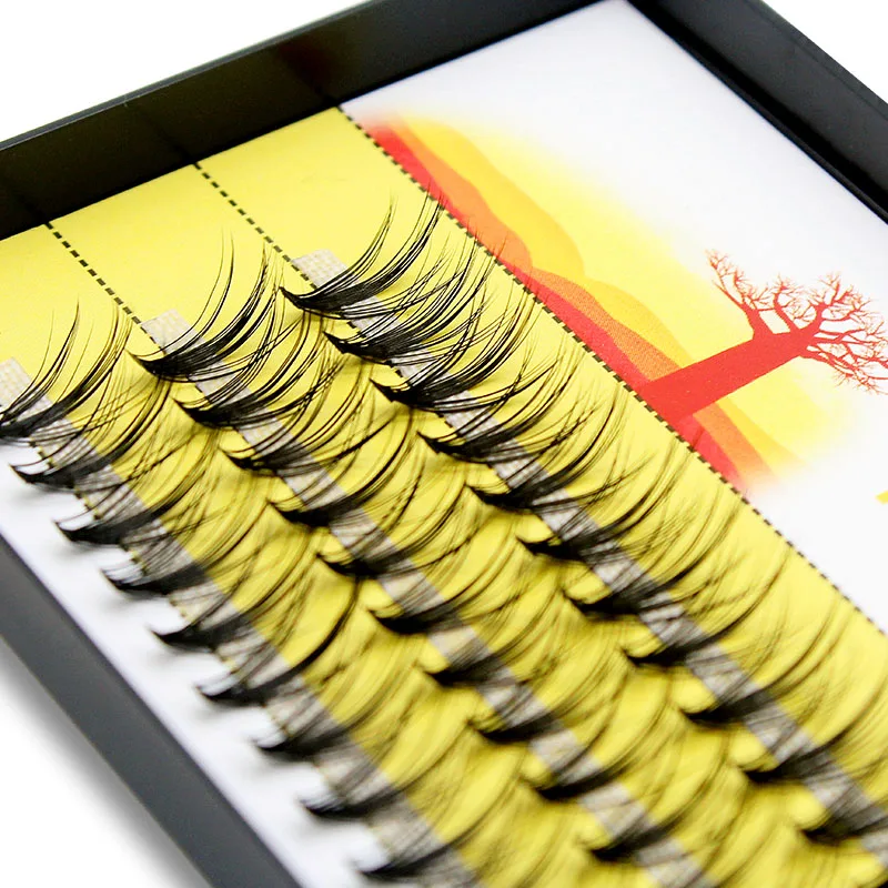 Kimcci-extensiones de pestañas individuales, pestañas postizas de racimo, largas y naturales, 60 mechones/caja, maquillaje profesional, visón, Flare