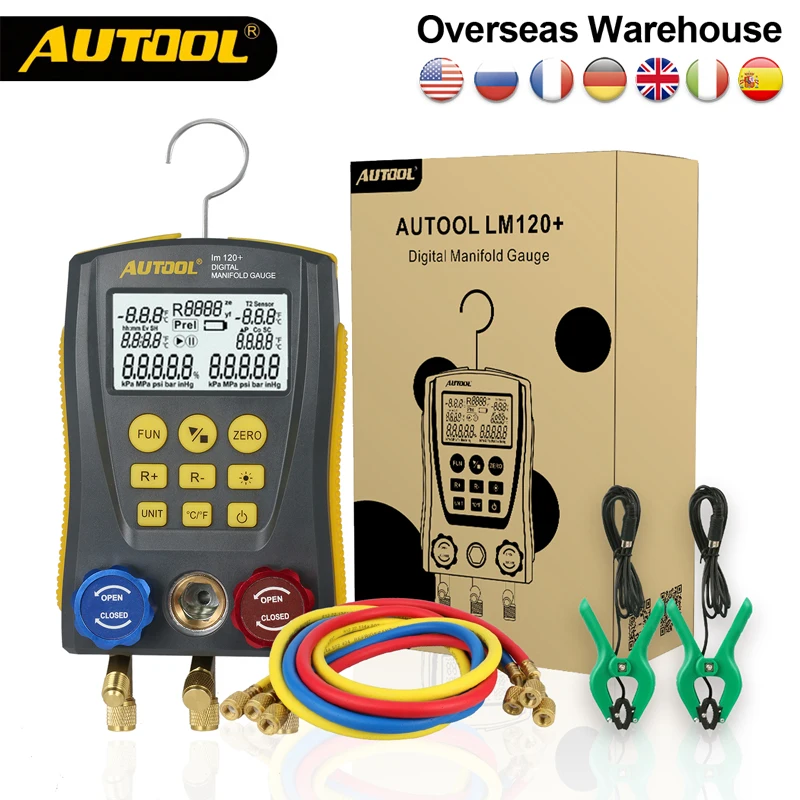 AUTOOL Digital Manifold Kit Air Conditioner Refrigerant Manifold Gauge Leak Manifold HVAC Vacuum Pressure Temperature Tester|Pressure & Vacuum Testers| - AliExpress