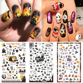 

Nail Art Stickers Halloween Pumpkin Mixed Patterns Colorful Nail Art Transfer Stickers for DIY Nail Beauty Design Decorationsuty
