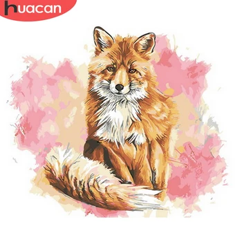 

HUACAN Pictures By Number Fox Animal Drawing Canvas Acrylic Handpainted Wall Art Painting By Number Gift Home Decor