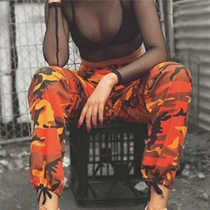 Autumn Fashion Camouflage Printed Cotton Pants Women Casual Pleated Loose Military Trousers Sportwear Gym Camo Pants Female