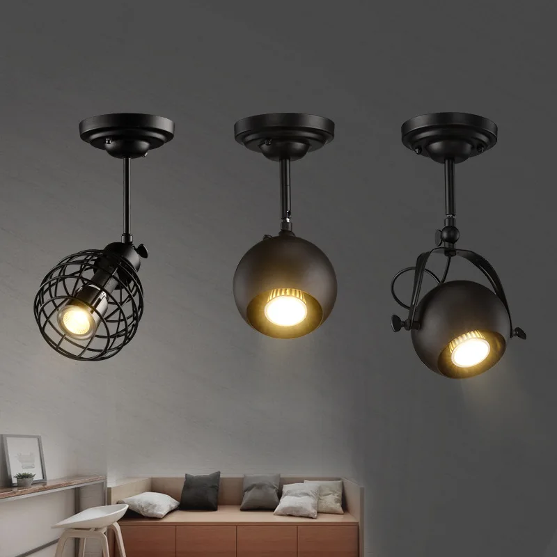 

Retro Creative Coffee Restaurant Wall Clothing Store Ceiling Lamp American-Style Village Bar Cool LED Spotlight