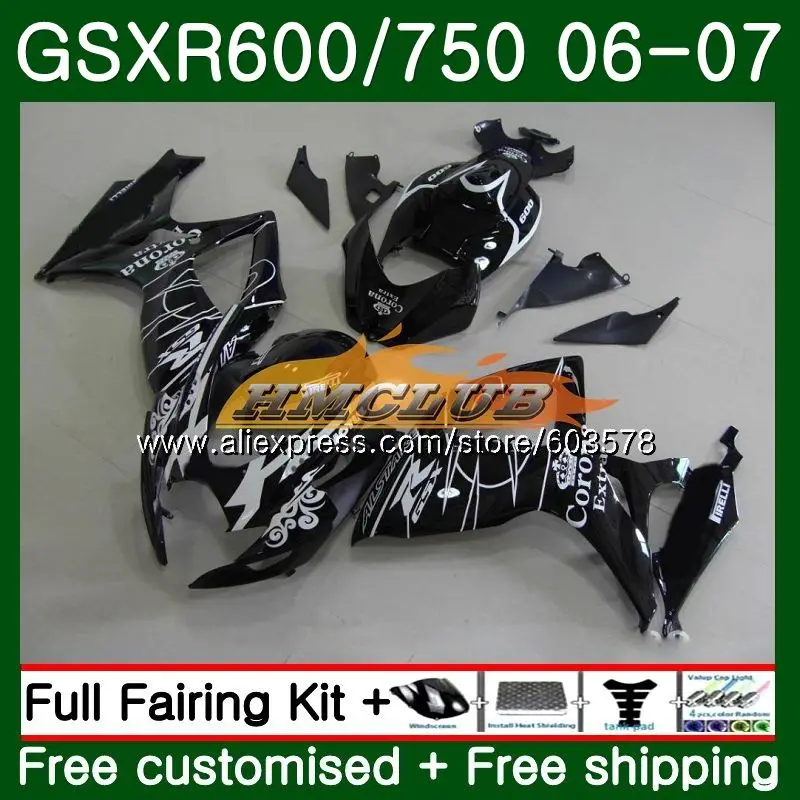 Средства ухода за кожей для SUZUKI GSXR 750 600 GSX R600 GSX-R600 06 07 6CL. 112 GSXR600 06 07 GSXR-750 K6 GSXR750 2006 2007 черный Обтекатели corona