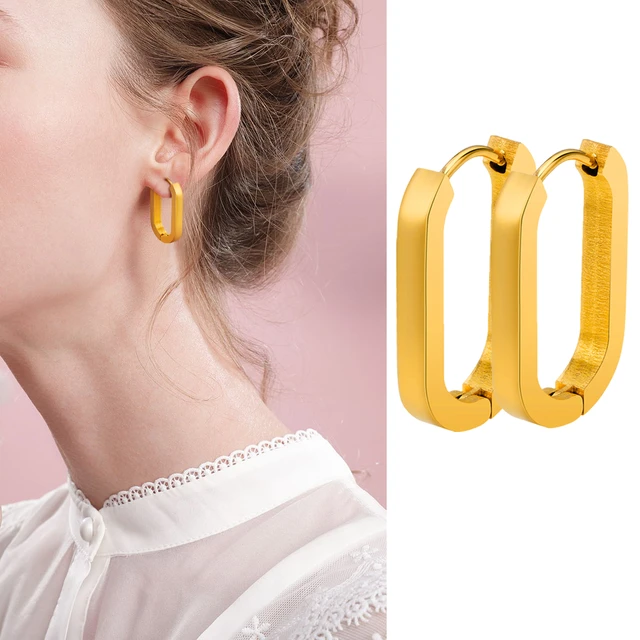 Rectangle Hoop Earring in Gold/orange | Glassons