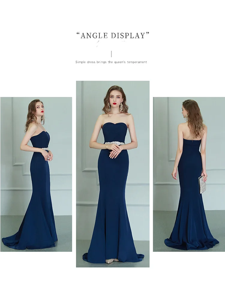 It's Yiya вечернее платье без бретелек плюс размер русалка без рукавов Robe De Soiree Аппликации длиной до пола женские вечерние платья V119
